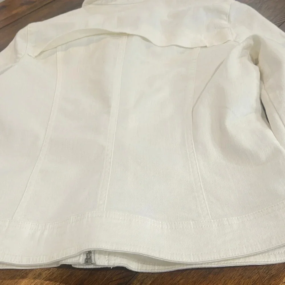 OSO Casuals Off White Denim Zip Front Jean Jacket Size Small - Picture 13 of 13